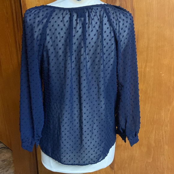 J. Crew Sheer Swiss Dot Tunic Navy Blue - Picture 3 of 5